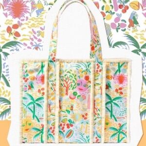 Roller Rabbit x Target Vacation Fringe Canvas Tote Bag Yellow/Green NWT